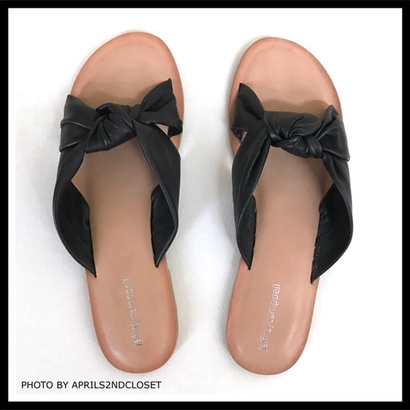 JEFFREY CAMPBELL BLACK LEATHER SLIDES SANDALS A2C - Picture 5 of 8